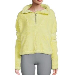 Free People Nantucket Quarter-Zip Fleece Yellow Oversized Pullover Jacket